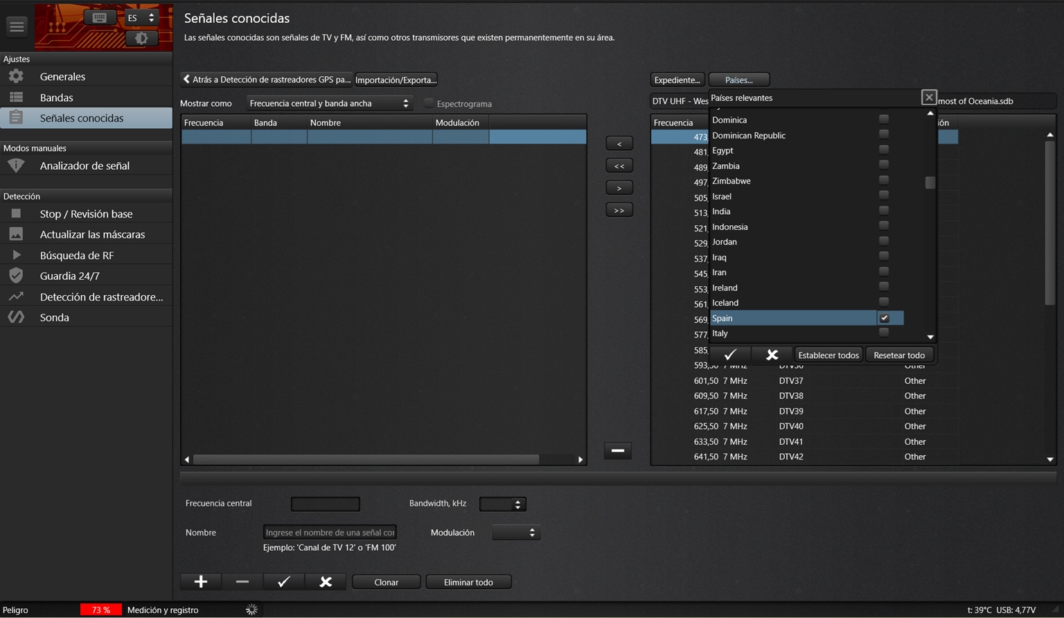 Known signals Delta X analyzer